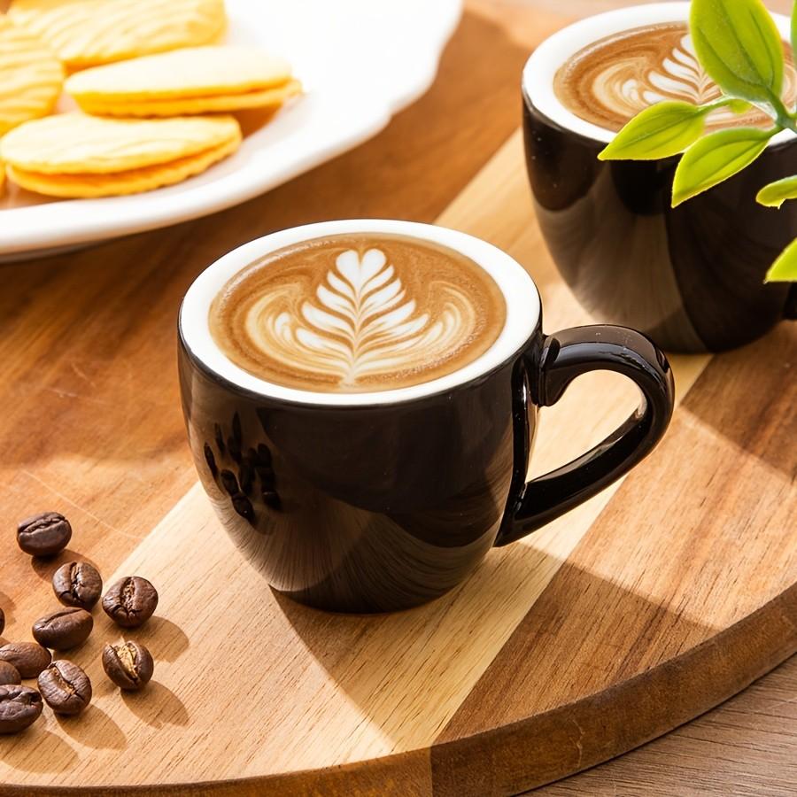 4pcs 60ML/2oz Ceramic Espresso Cups with Handle, Perfect for Espresso Machines, Ideal Gift for Coffee Lovers, Small Tea Cups