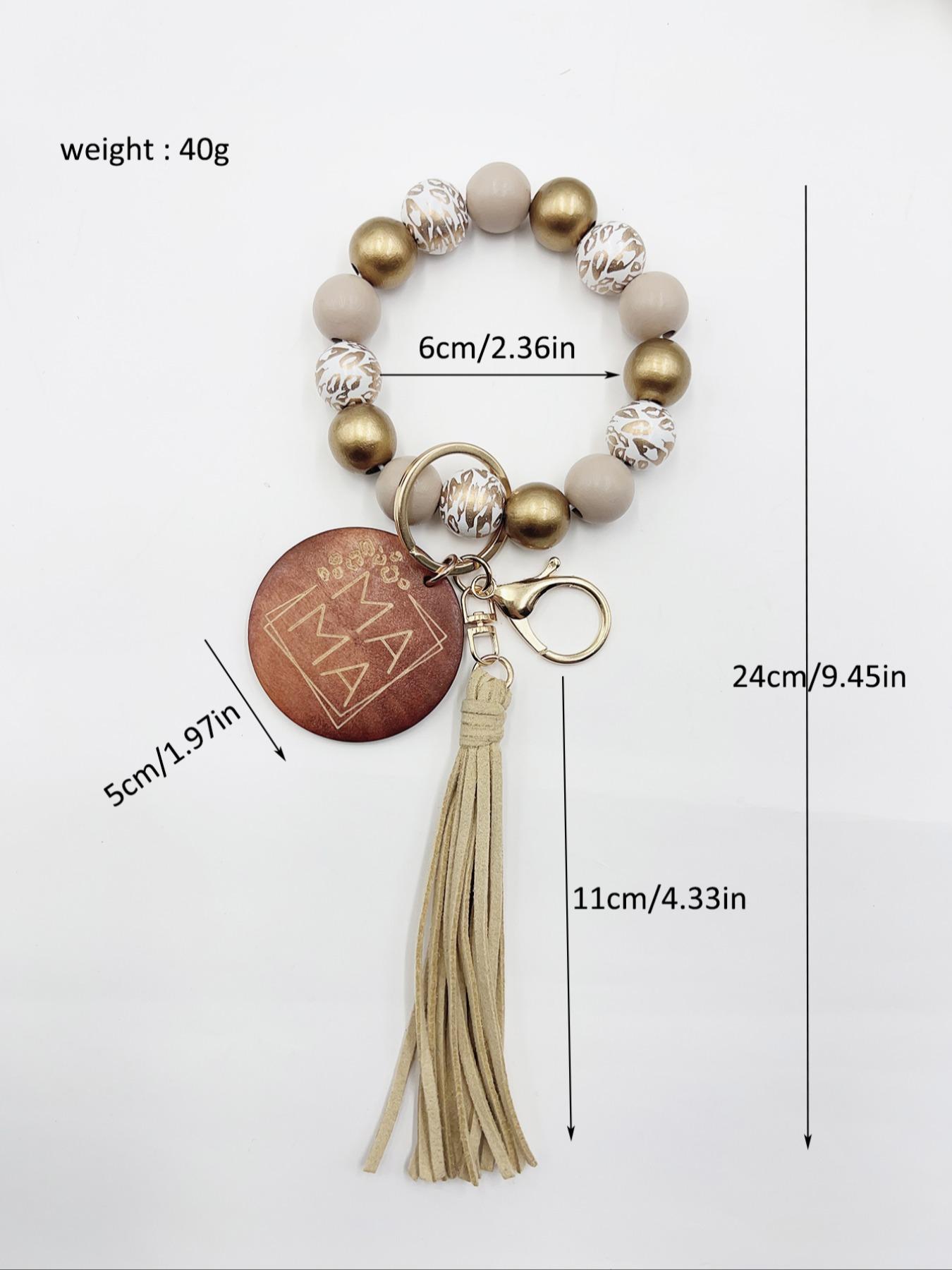 Simple Boho Style Random Pattern Beaded Keychain, Tassel Decor Keychain for Women & Men for Daily Clothing Decor, Summer Trendy All-match & Exquisite Keychain for Gift