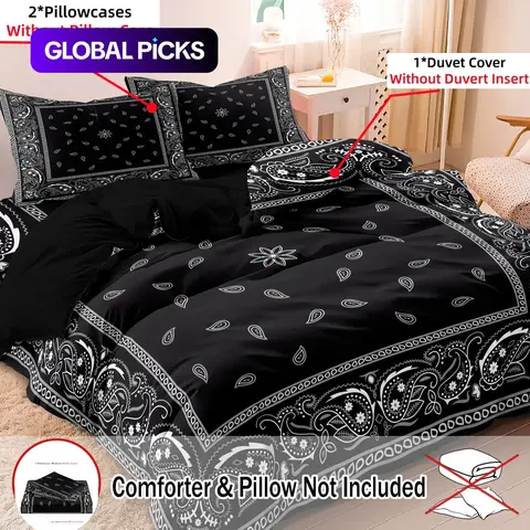 Mandala Floral Pattern Duvet Cover Set, Cozy Bedding Set, 3 Counts/set Including 1 Duvet Cover & 2 Pillowcase without Filler, Soft Comfortable Bedding Set for Home Bedroom #GLOBAL PICKS
