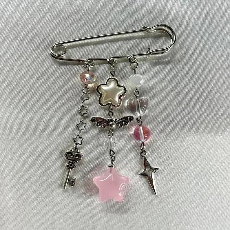 Beaded Bag Pins | Bag accessories, safety pin bag charm, coquette core, cottage core, y2k, gifts for valentines day