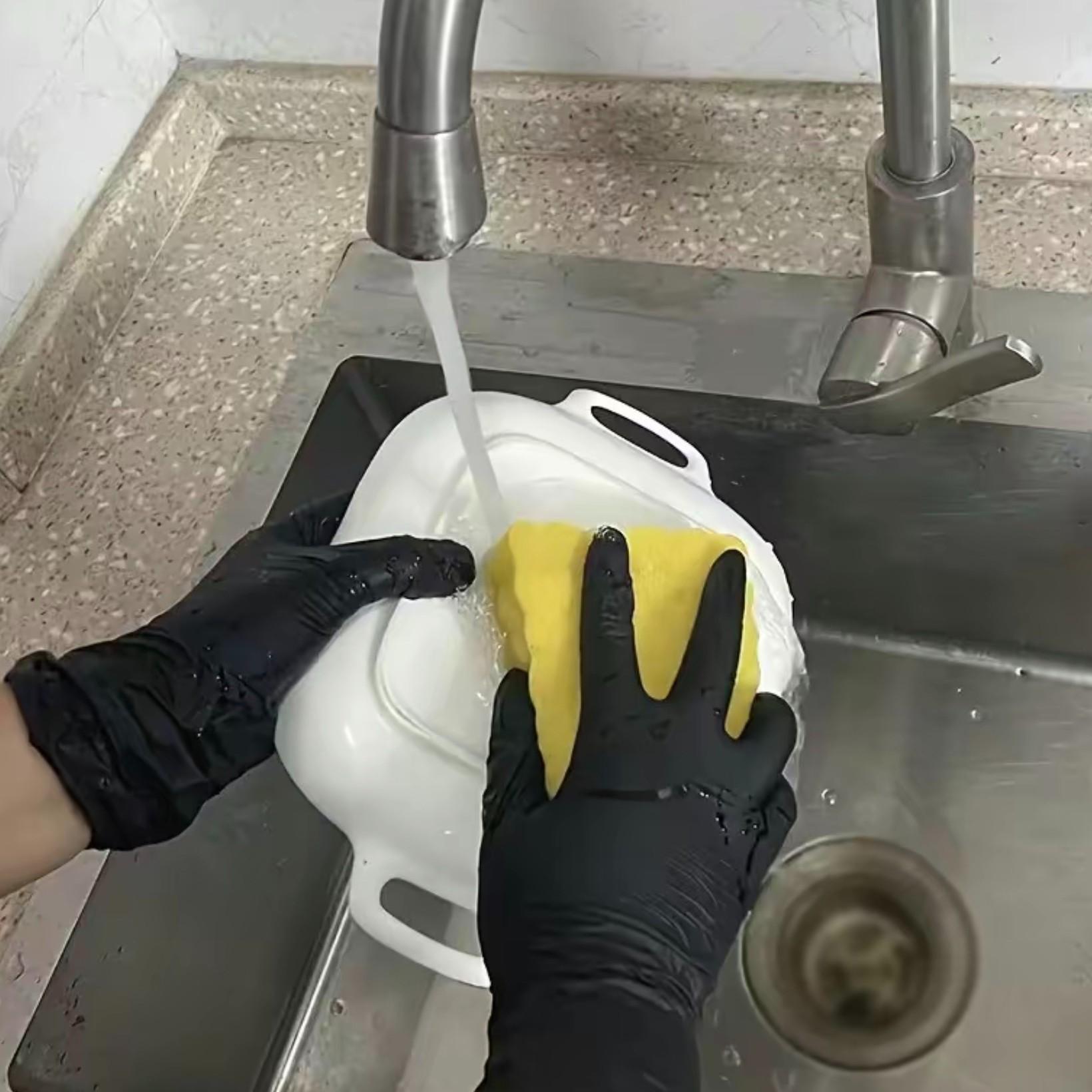 10/20/30/50/100 pairs of black polyvinyl chloride disposable gloves, non-latex material, suitable for household cleaning, kitchen use and other occasions, bathroom cleaning, kitchen cleaning gloves, for washing dishes, household kitchen cleaning gloves