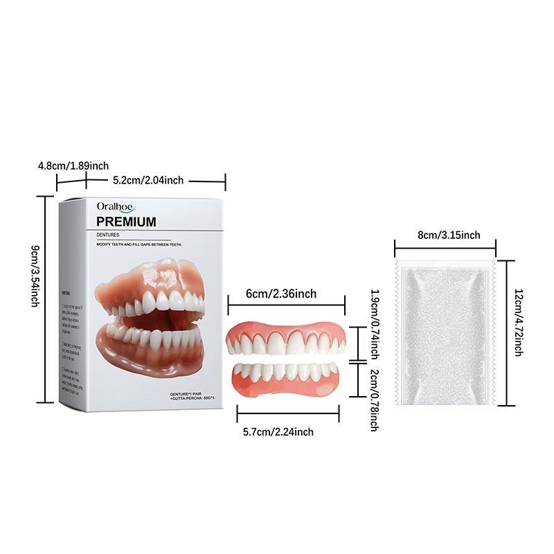 Comfortable Soft False Teeth Set, Upper and Lower Dental Appliances, Easy to Wear, Includes Storage Box, Enhances Confident Smile