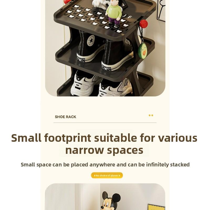 VHS Carefully Selected Foldable Simple Shoe Rack: Home Entryway Storage Essential, New-Style Shoe Organizer, Multi-Tier Space-Saving Narrow Shelf for Indoor Use, Stackable Shoe Organizer, Freestanding Shoe Storage