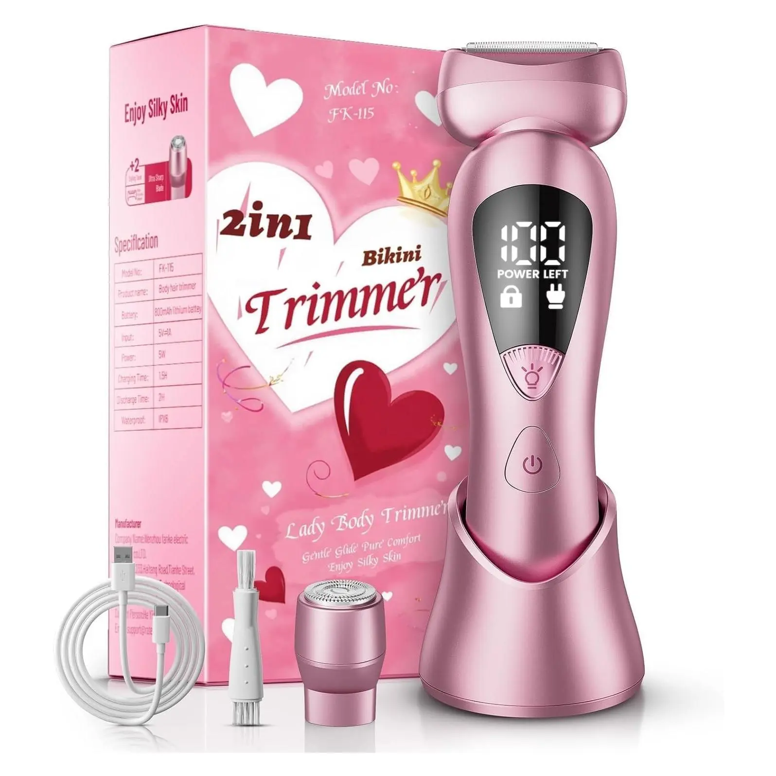 Cordless Electric Razor for Women – IPX7 Waterproof & LED Display, 3-in-1 Painless Shaver for Face, Underarm & Legs, Rechargeable Bikini Trimmer, Lightweight Travel DesignGift