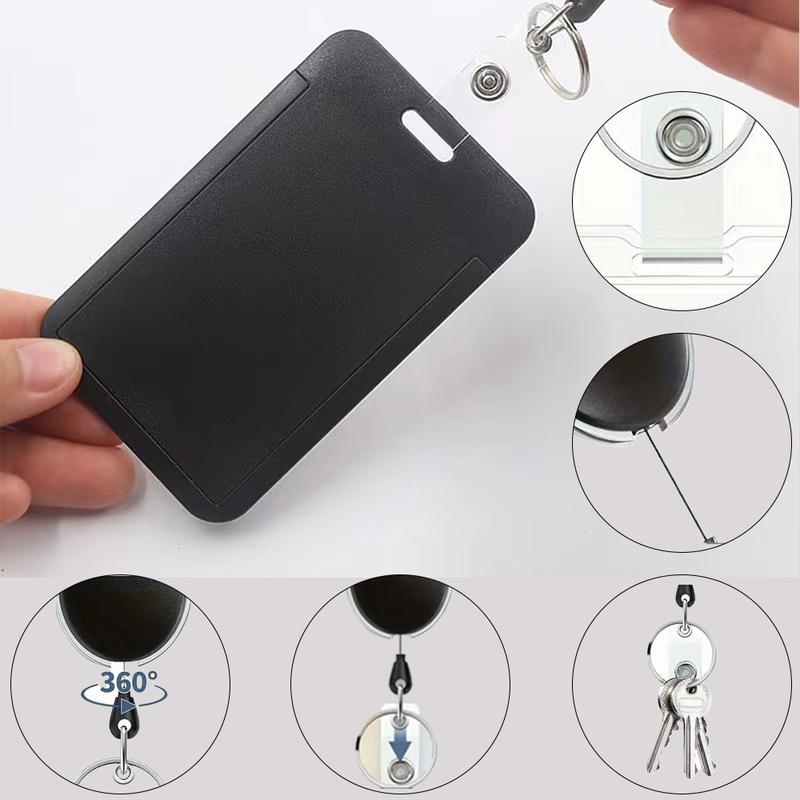 Retractable Badge Holder, Portable ID Card Reel, Card Sleeve with Breakaway Safety Clip-on, Adjustable Nylon Cord & Metal Spring Clip for Nurses, Teachers & Office Workers, Badge Reels Retractable