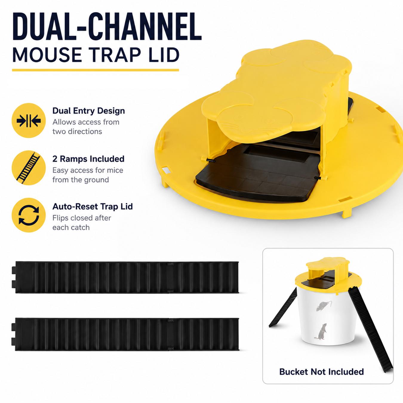 Mouse Rat Trap Flip, Mouse Traps Indoor for Home, Multi-Catch, Auto-Reset, Humane Mouse Trap, Rodent Pet Safe Reusable Mouse Trap, Slide Mouse Trap Lid Mouse Trap, Mouse Traps Bucket, for indoors, outdoors, barn, workshop, chicken coop or garden