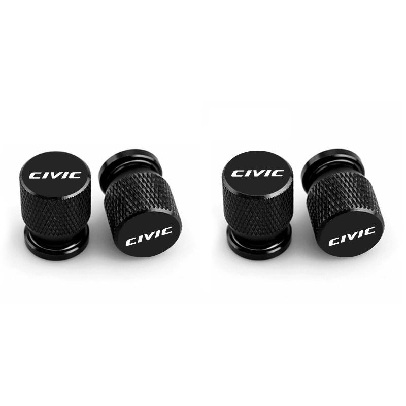 4pcs Aluminum Car Wheel Tire Valve Caps, Waterproof Tyre Rim Stem Covers, for Honda Civic Accord, Jazz, Pilot, Crv, Odyssey, Passport, City, Huttler, Hrv, Vezel