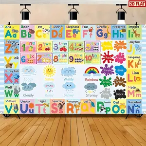 2D Flat Banner, 1pc Educational Background for Children Featuring ABC Alphanumeric And a Rainbow of Animal Colors, Suitable for Kindergarten Home Schooling Supplies, 180Cm * 110Cm/70. 8In * 43. 3In, Designed fo