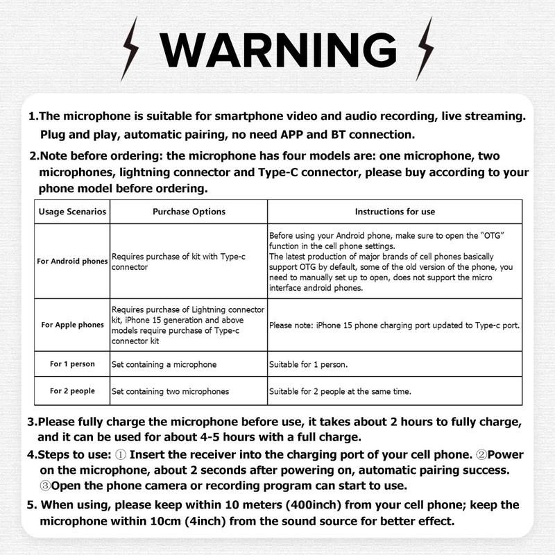 HITOZON Professional Wireless lapel mic for Smartphones,Plug-Play Wireless Microphone With windsock,Lapel Mic for Video Recording,Teaching, interviews,Podcast,Cordless Omnidirectional Condenser Recording Mic for TikTok,YouTube,Vlog