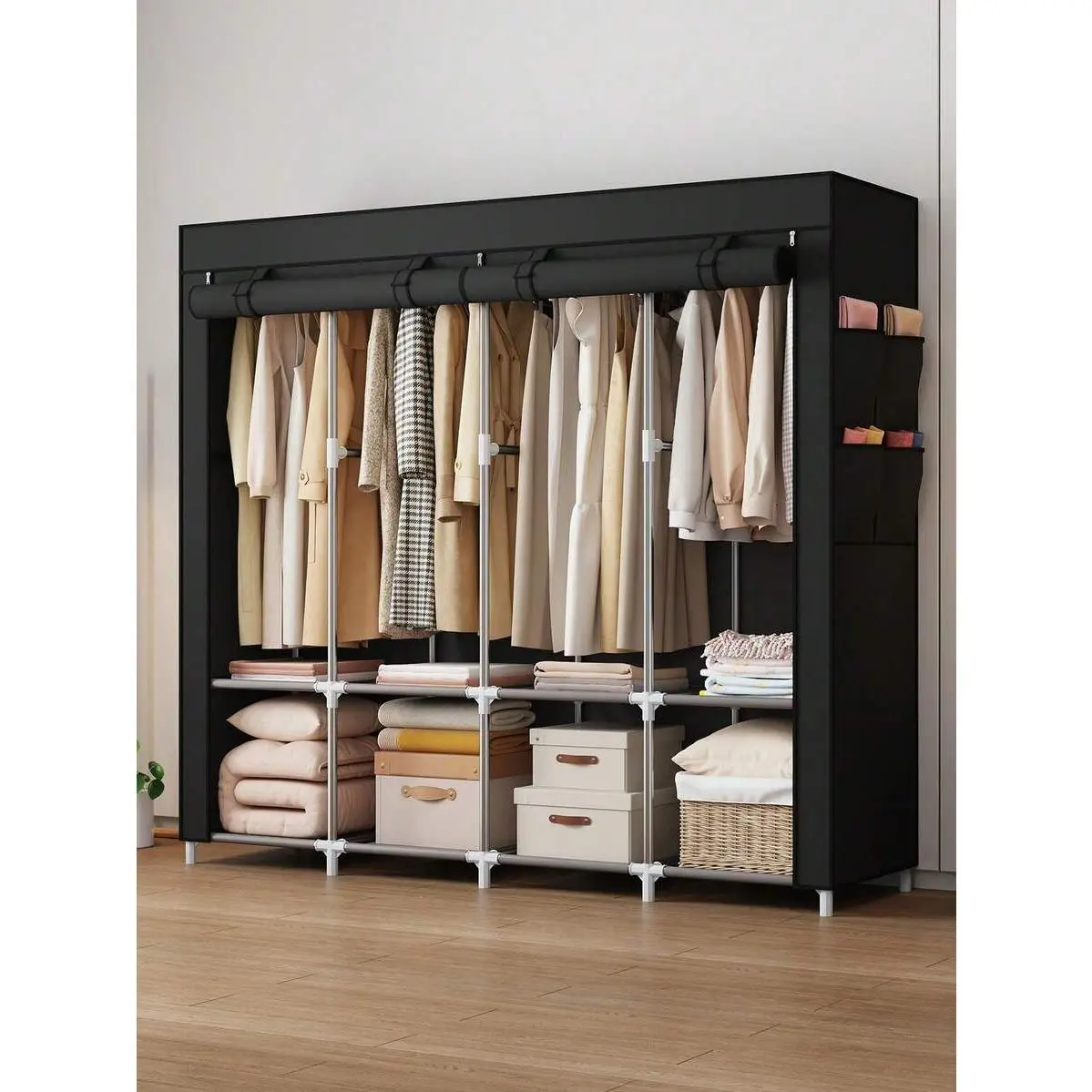Multicolor Large‑Capacity Portable Fabric Wardrobe, Easy‑Assemble Non‑Woven Clothes Storage Cabinet For Bedroom Rental House Home Organization