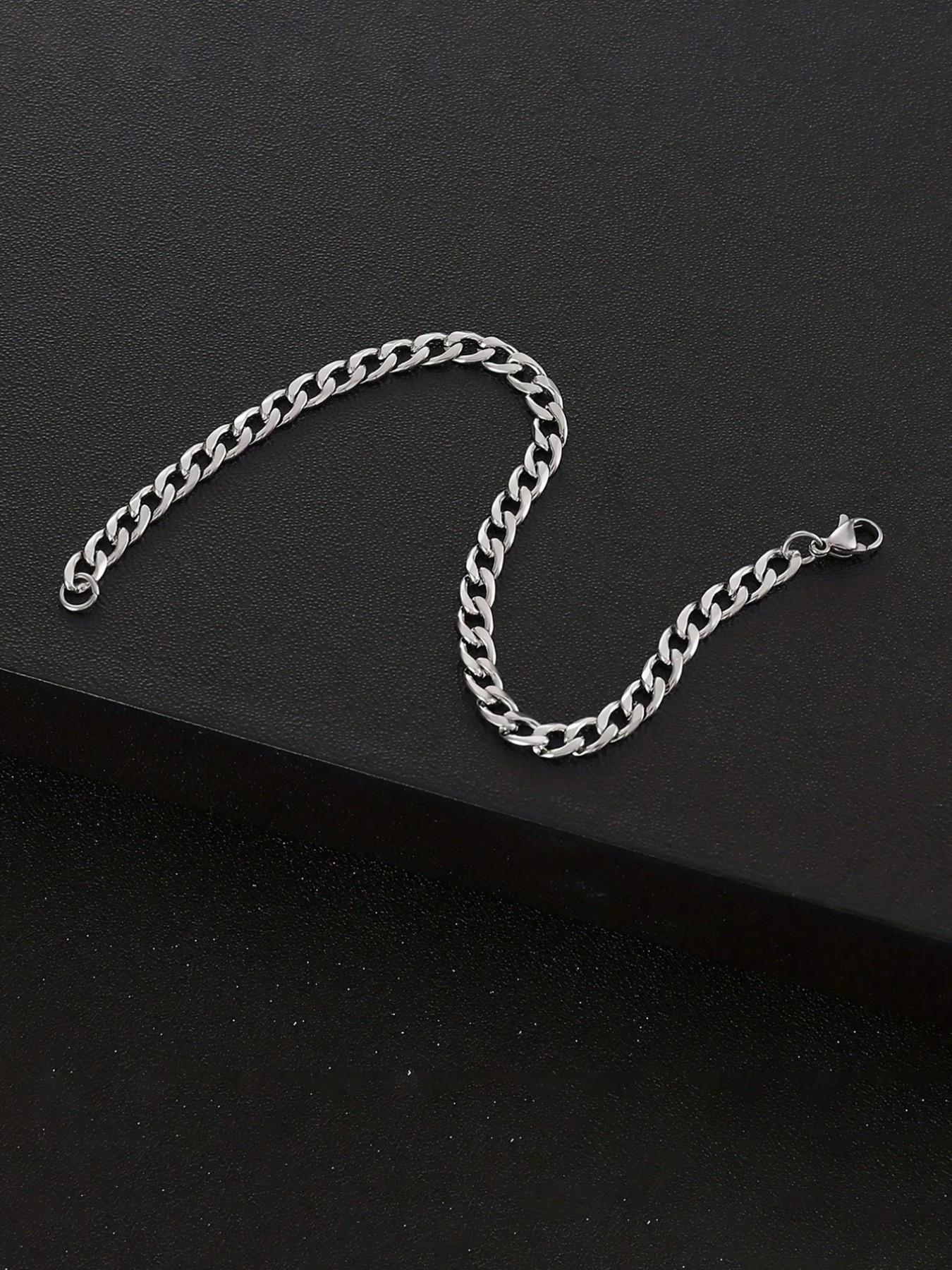Men's Stainless Steel Chain Bracelet, Unique Hip-Hop Street Party Jewelry, Metal Style, Fashion Accessory for Men