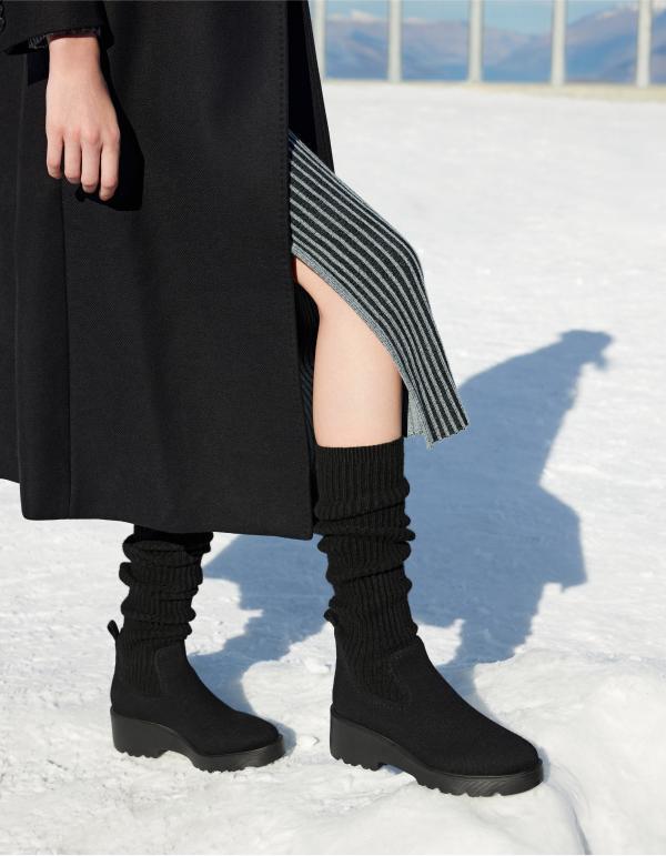 VIVAIA Women/Girls Round-Toe Knee-High Platform Chunky Wedge Boots, Celeb Fav Boots (Eduarda)