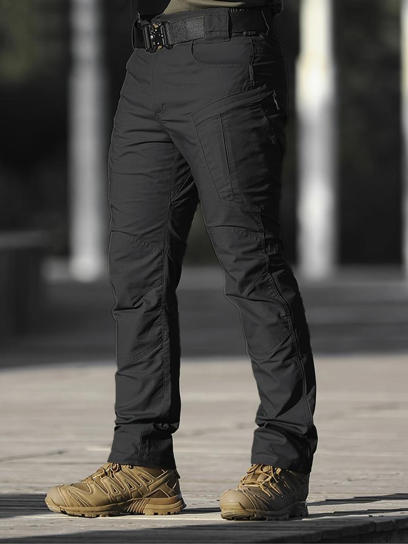 Men's Tactical Work Pants with Zipper Pockets, Plain Design, Durable Fabric, Casual Outdoor Hiking & Construction, Adjustable Waist Men's Tactical Work Pants with Zipper Pockets, Plain Design, Durable Fabric, Casual Outdoor Hiking & Construction, Adjustable Waist