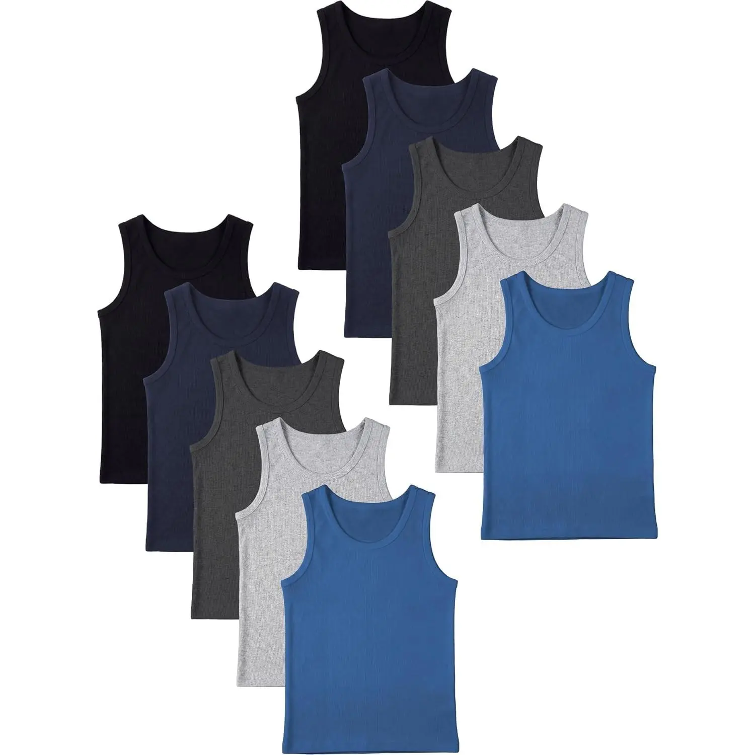Boys' Cotton Fabric A-Shirt Sport Tank Top Undershirts, Kids' Multi-Pack Family Clothing Essentials
