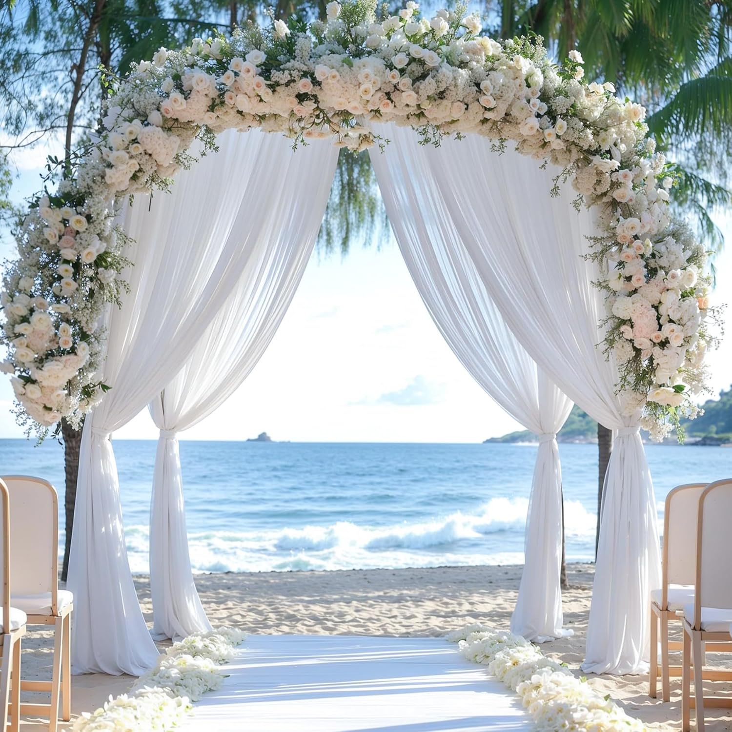 1pc Wedding Arch Drapery, Lightweight Chiffon Arch Canopy Fabric, Reusable, Dual Hole Design, Ideal for Weddings, Parties, Events