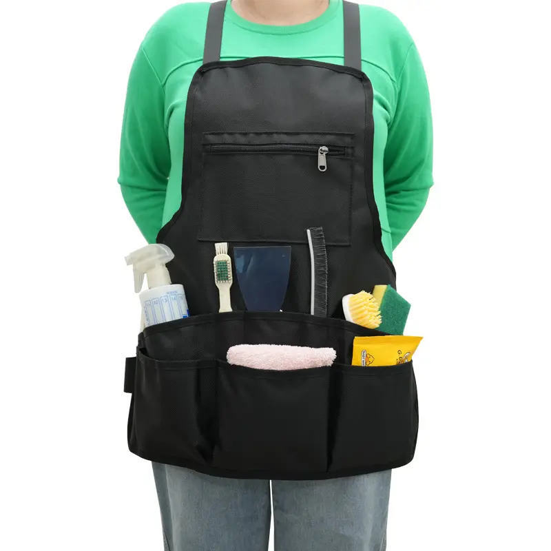 Multi Pocket Cleaning Work Apron with Tool Pockets, Oxford Waterproof Housekeeping Apron, Utility Storage Apron for Cleaner Gardening Service Staff