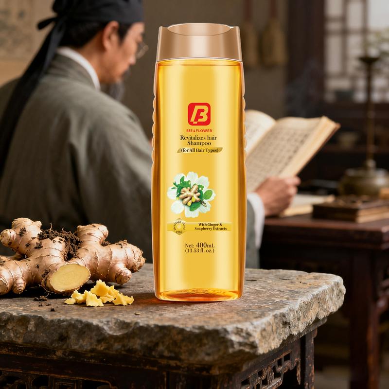 A New Way To Hair Care: BEE&FLOWER Ginger & Rose Shampoo - Sulfate-Free Formula To Manage Greasiness & Boost Fullness - For All Hair Types