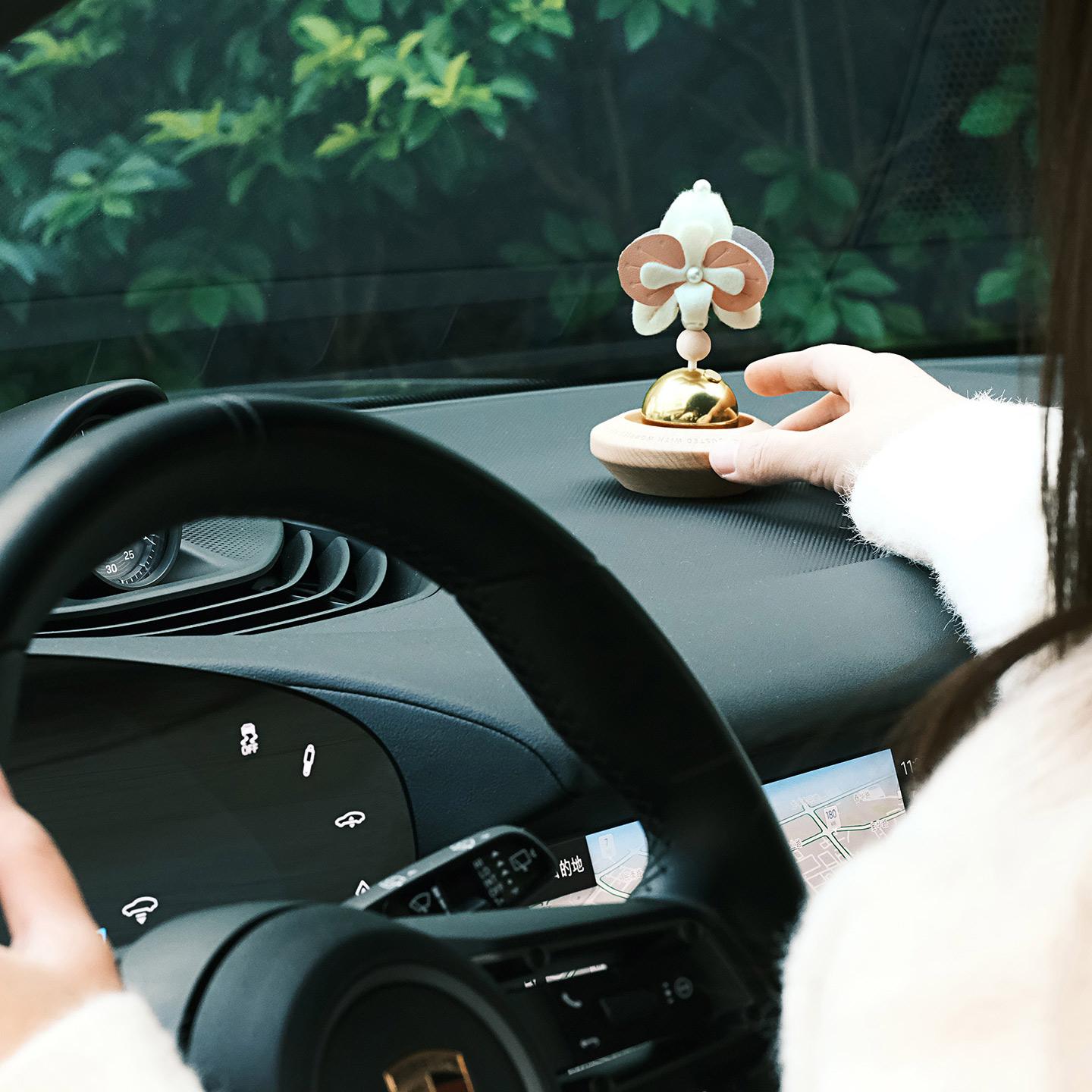 Aesthetic Spinning Car Air Freshener & Desk Decor, Wooden Floral Essential Oil Diffuser, Kinetic Aromatherapy Ornament for Auto Home Office, Cute Car Accessories & Zen Room Decor Gift & love gift gift for him/her