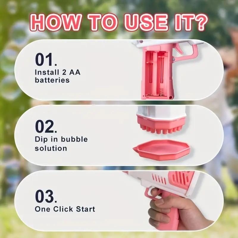 40 Hole Automatic Bubble Machine Gatling Space Outdoor Toy Rocket Launcher Bubble Blower, Fun Kids Play Equipment, Perfect for Parties & Events