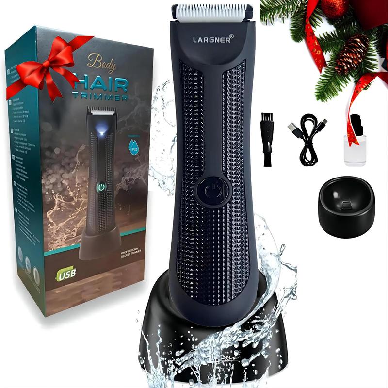 Electric Groin Hair Trimmer, Waterproof Wet/Dry Body Clippers, Standing Recharging Base Ultimate Male Body Hair Razor