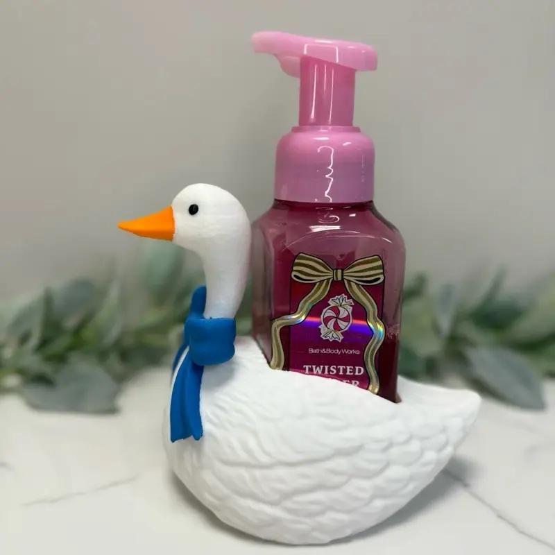 Goose with Bow Soap Holder for Bath and Body Works Foaming Hand Soap, 3D Printed Design, Unique Bathroom Accessory, Durable Material