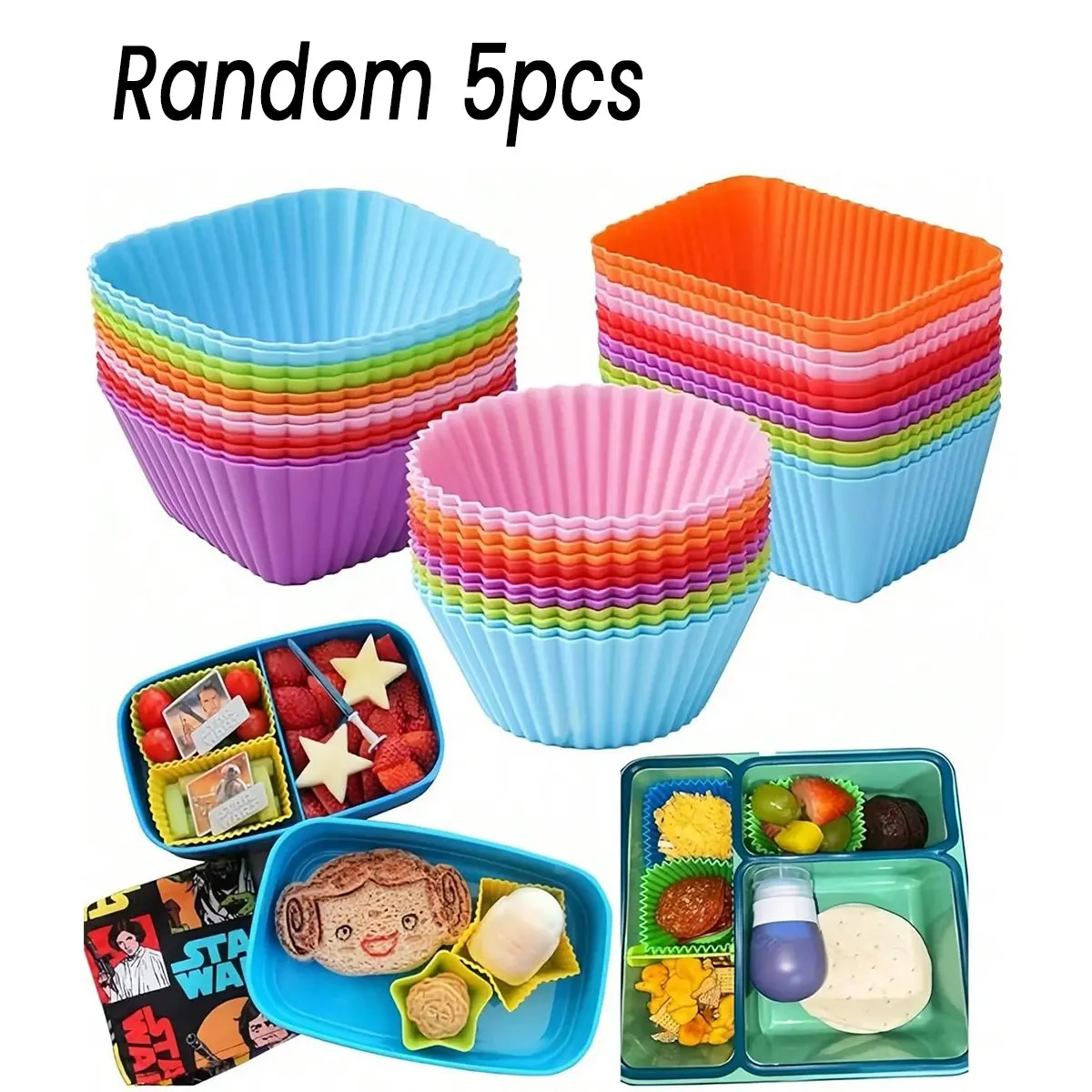 5-Piece Silicone Lunch Box Divider Set, Reusable Silicone Lunch Container Accessories, Durable, Dishwasher & Freezer Safe, Freezer Friendly, Back-To-School Essentials