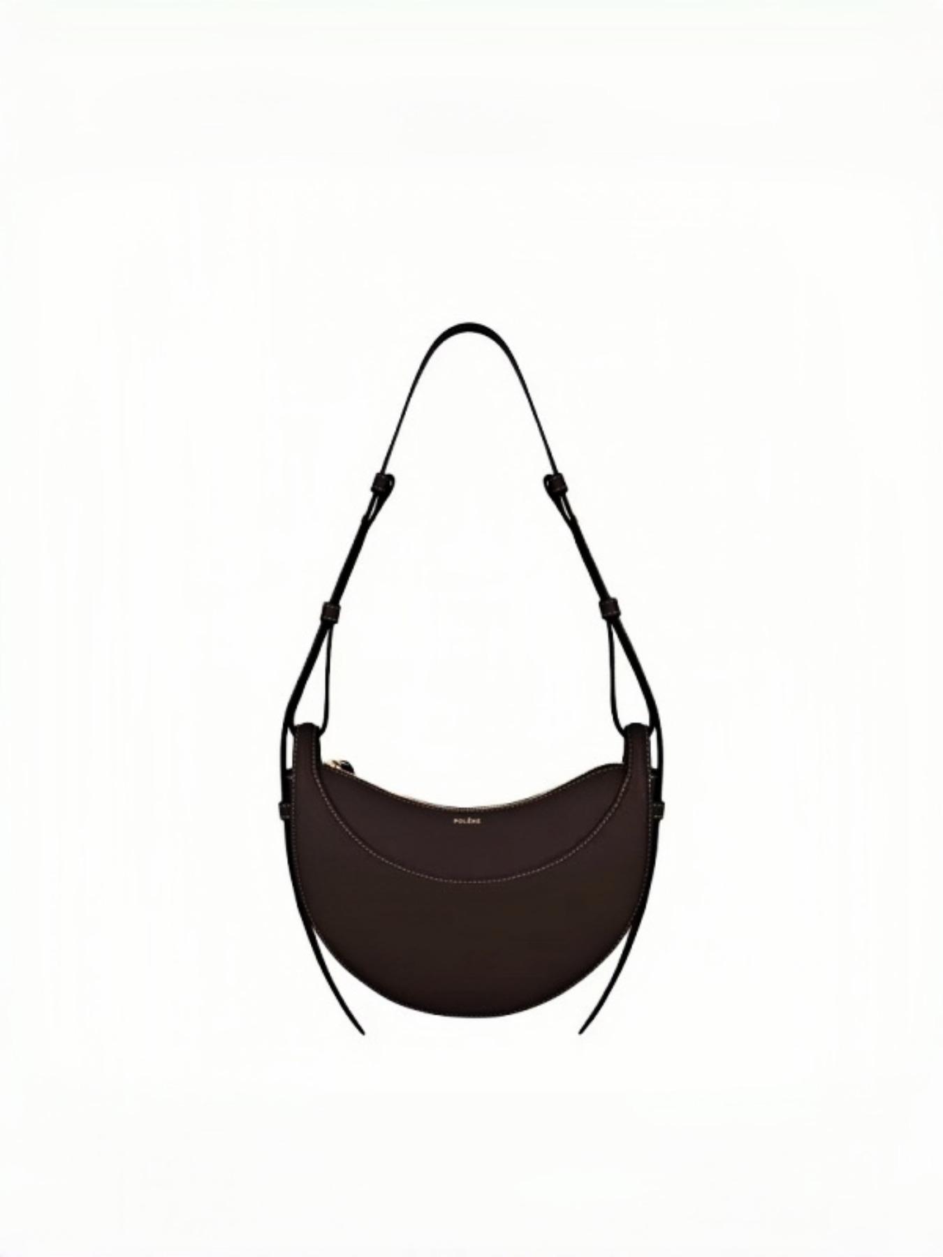 Style Unique Design Half Circle Bag, Minimalist Crescent Saddle Bag, Soft Leather Texture, Crossbody or Underarm, Women's Bag