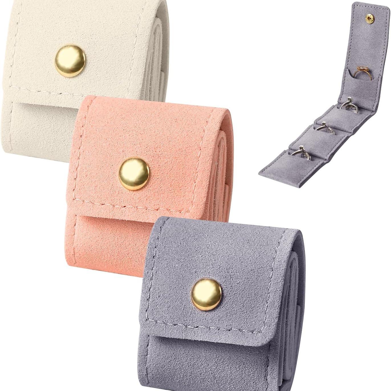 Mini Travel Jewelry Bag with Buckle, Secure Closure, Small Travel Jewelry Organizer Case, Foldable Jewelry Roll for Journey Rings, Necklaces, Earrings, Bracelets-Lightweight Jewelry Storage Organizer, Compact Storage