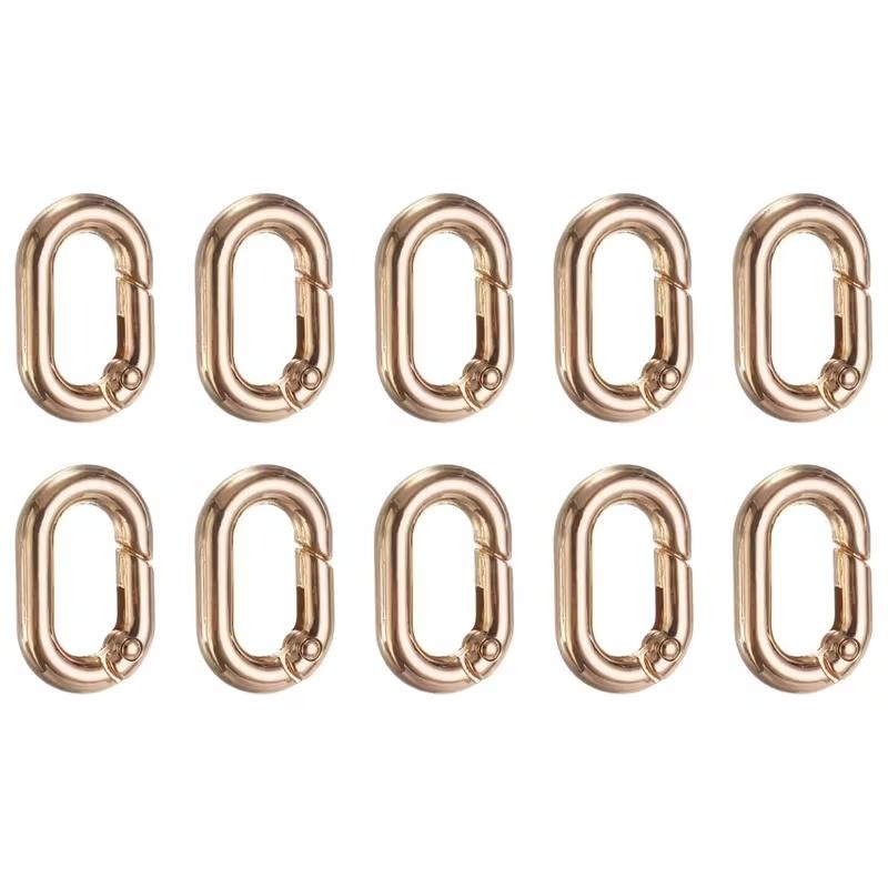 10-Pack Mini Oval Spring Keychains, Simple Small Keychain Accessories, Backpack Attachments, Essential Everyday Items