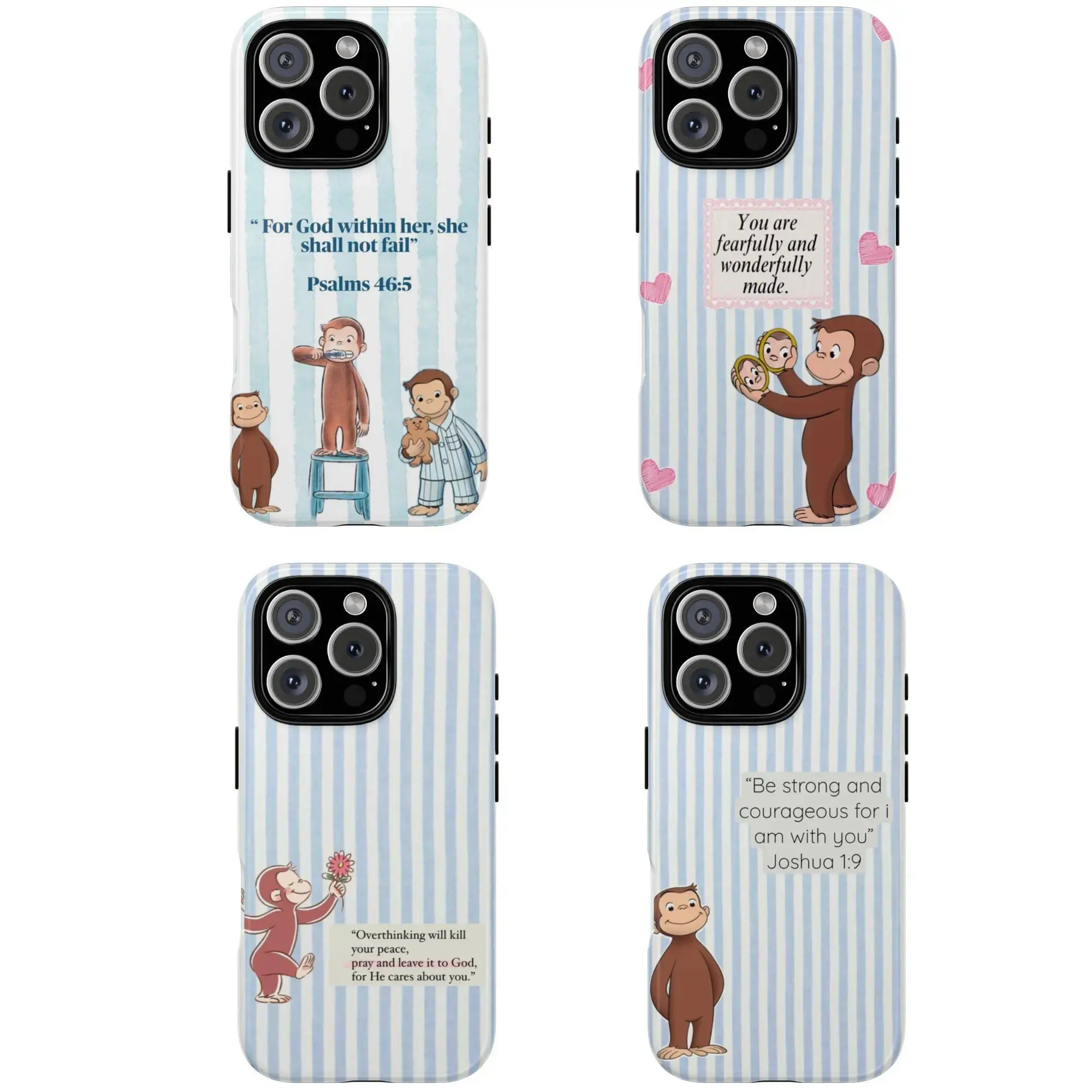 Bible Verse Monkey Phone Case – Inspirational Christian Protective Cover, Curious Georgee Phone Cover, Gift,phone Case Suitable for Iphone 11/12/13/14/15/16/17 Pro Promax Plus Air and Samsung S22/S23/S24/S25 Plus Ultra Fe