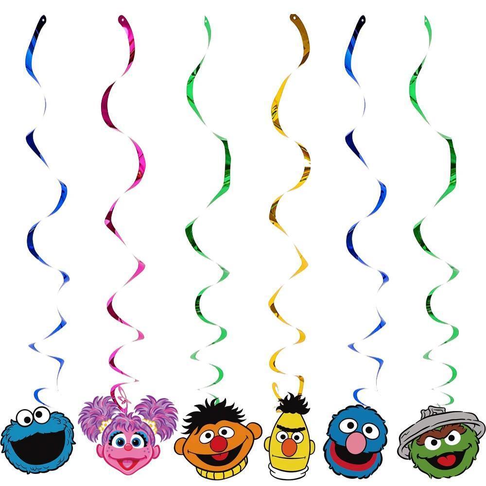 Cartoon Sesame-Street Party Decoration Elmo Theme Birthday Party Plate Cup Cake Topper Balloons  Baby Shower For Kids Supplies