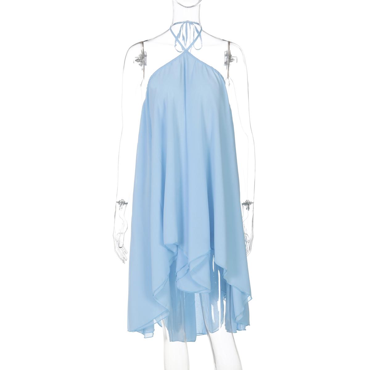 Women Summer Beach Dresses Halter Sleeveless Backless Party Club Chiffon Basic Midi Dress Women Summer Beach Dresses Halter Sleeveless Backless Party Club Chiffon Basic Midi Dress