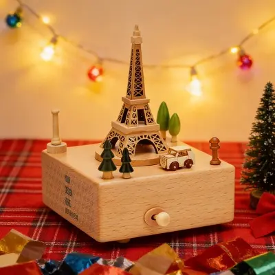 Custom Laser-Engraved Wooden Music Box with Multiple Design Themes - Home Decor, Ideal Gift for Christmas, Weddings, Souvenirs