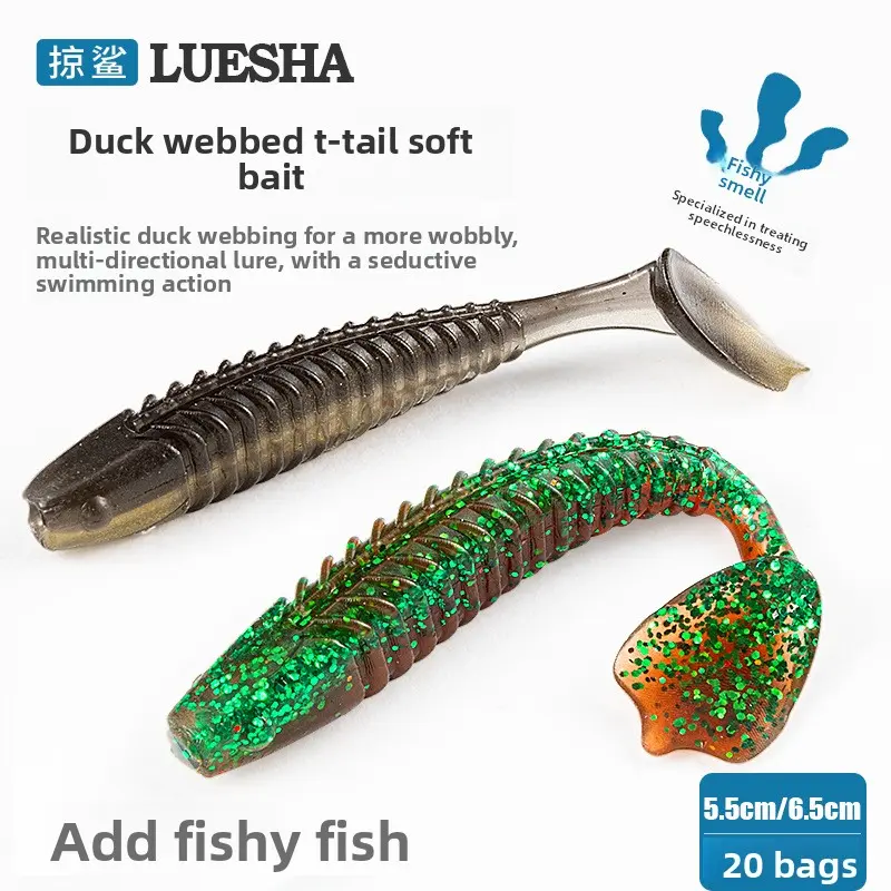 20 Pack Paddle Tail Soft Bait Thread Soft Bait Lure Jig Head Hook Offset Hook Bass