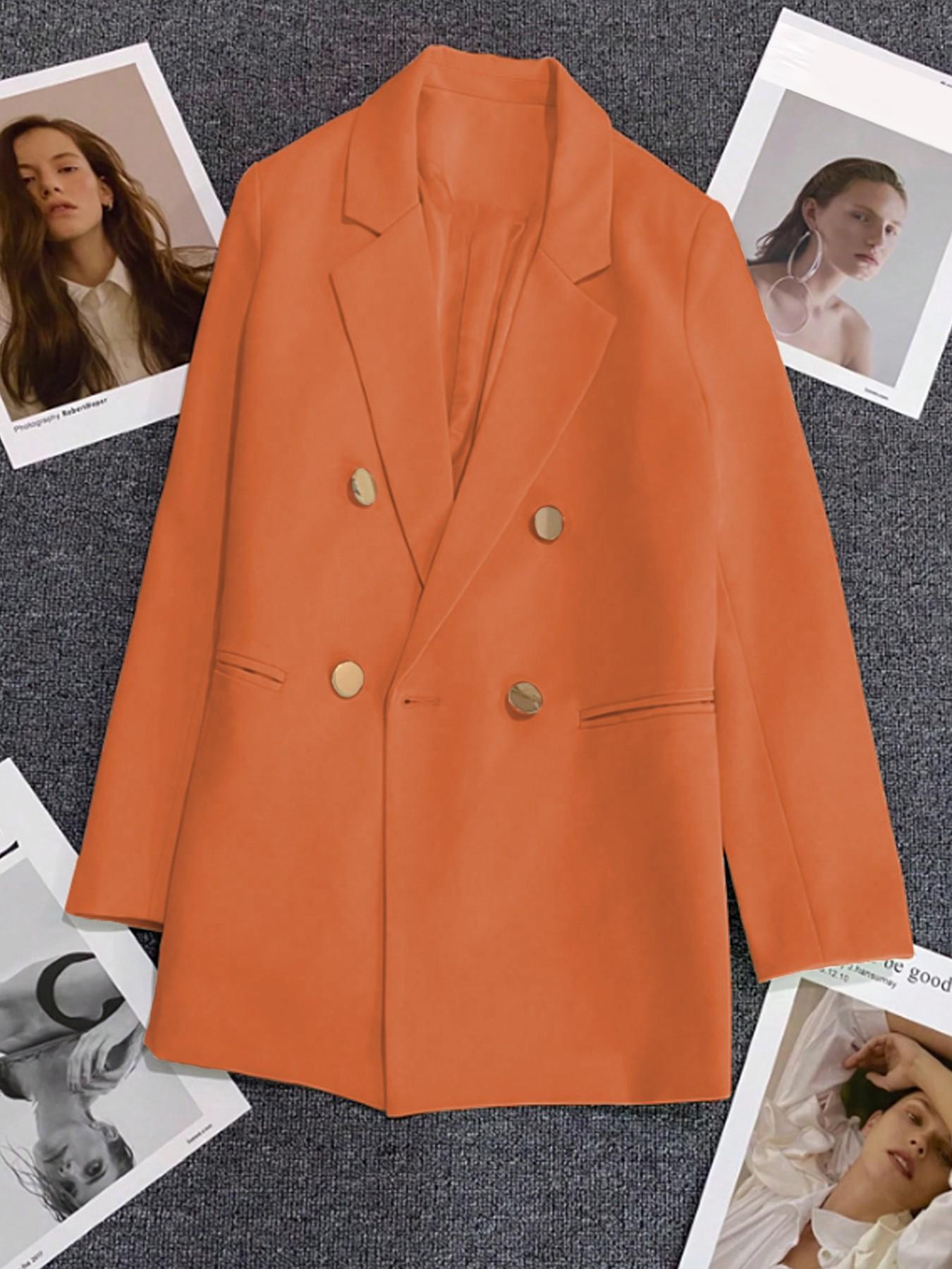 Women's Classic Two-Buckle Jacket, Slim-Fitting Long Sleeve, All-Season Plain Design, Versatile for Formal Office & Everyday Casual Wear