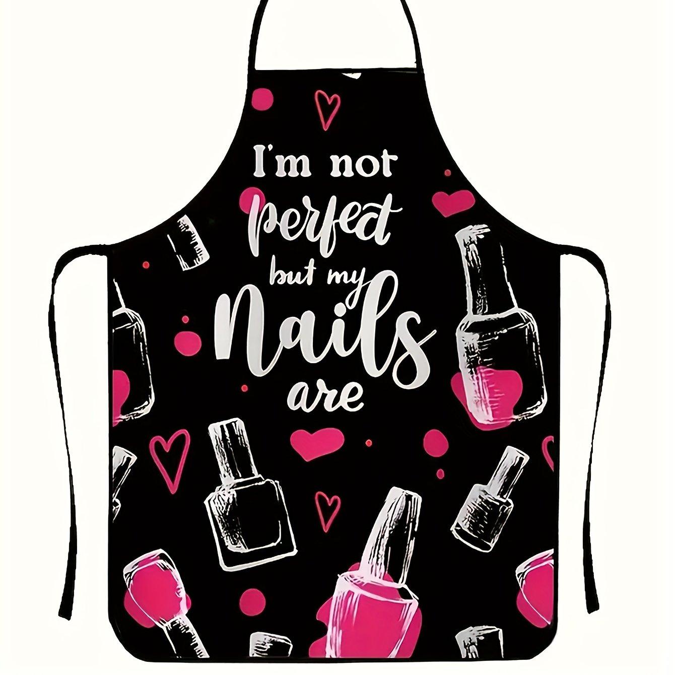 Nails Pattern Apron, 1 Count Breathable Cooking Apron, Sleeveless Kitchen Apron for Home Dining Room Garden Coffee Shop