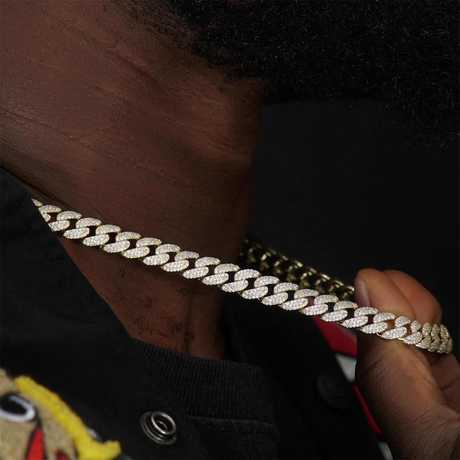 Delzzad (MSG.01) Hip Hop Bling Cuban Bracelet Necklace Chain VVS Synthetic Moissanite S925 Unisex Sparkle Cuban Chain Perfect for Any Occasion & Everyday Wear Birthday Anniversary Gifts