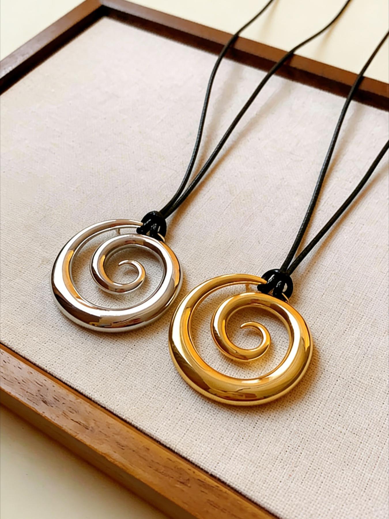 1 Piece of Fashionable Metal Spiral Pendant Necklace, Women's Necklace, Simple and Casual, Versatile, Party, Daily Commuting Necklace