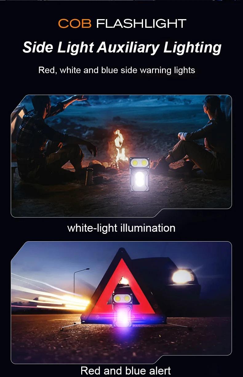 Portable Abs Flashlight, Adjustable Angle Headlamp, Magnetic Bottom, Durable for Camping, Outdoor Survival, Emergency Situations