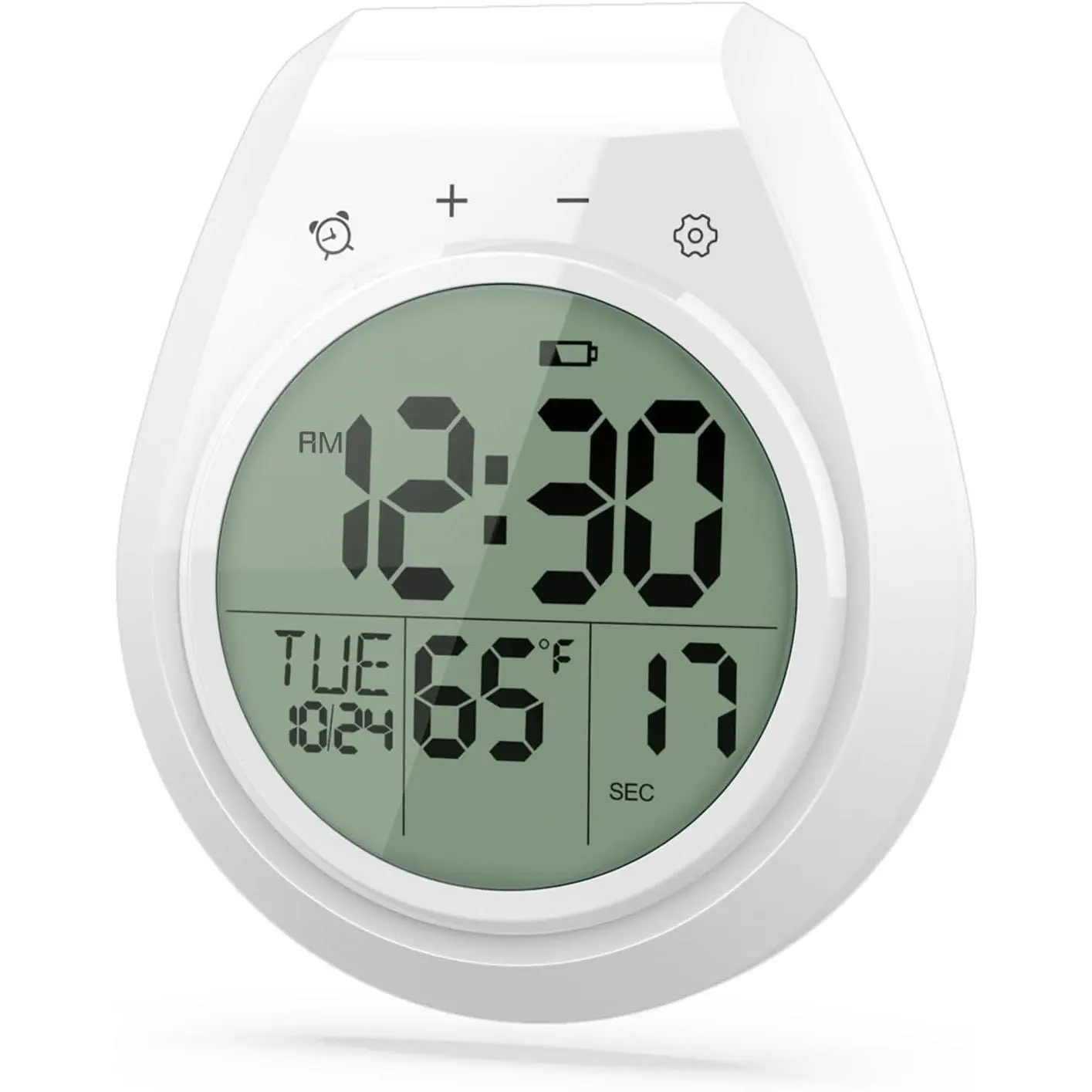 White Waterproof Digital Shower Timer - Touch Screen LCD, Alarm Clock, Suction Cup Installation - Kitchen Wall Indoor Furniture Accessory