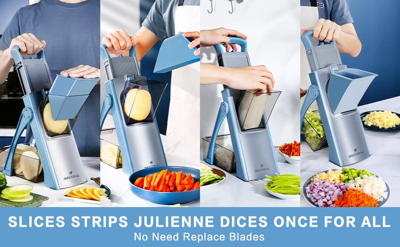 【ONCE FOR ALL】Multifunctional,Vegetable,Chopper Slicer”Upgrade Safe Mandoline Slicer Plus, Biger Size, Adjustable Vegetable Food Chopper Potato Fries Cutter, Detachable Blade, Kitchen Chopping Artifact，potato chips