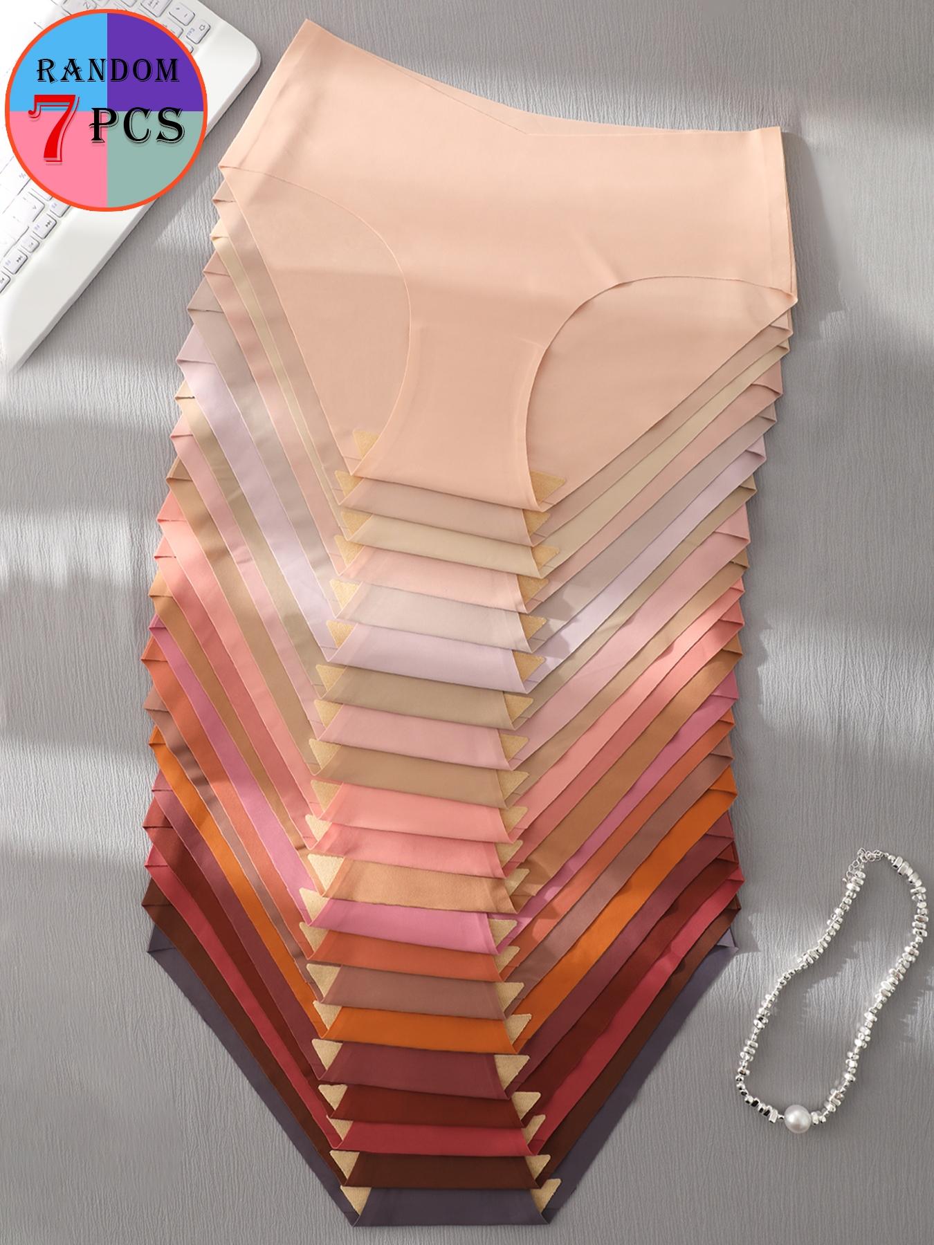 Women's random colors soft seamless Briefs (5/7/10/12 pcs), suitable for daily work and activities, autumn and winter daily use