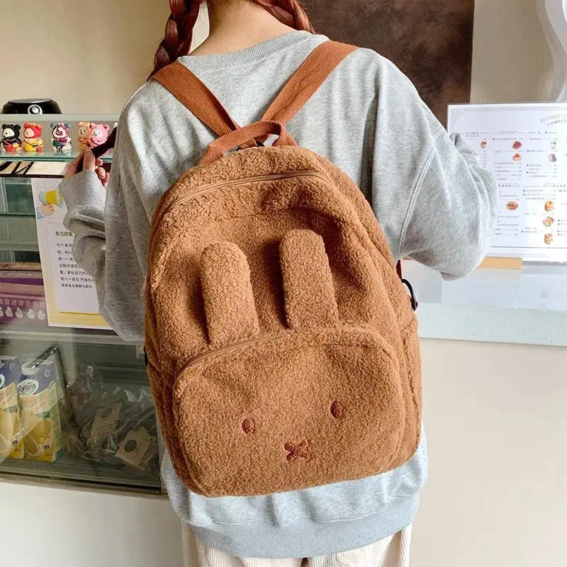 Kawaii Miffy Rabbit Cute Girl Large Capacity Cartoon Plush Backpack Student Schoolbag Leisure Versatile Bag