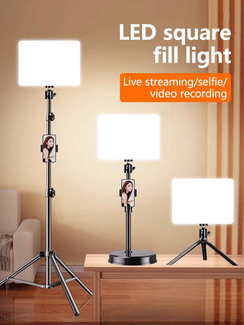 Portable Selfie Light with Tripod Stand, 1 Set Dimmable Video Conference LED Lighting with Remote Control, Shooting Fill Light for Video Recording YT TK Live Streaming, Phone Selfie Stick Camera Accessories Smartphone