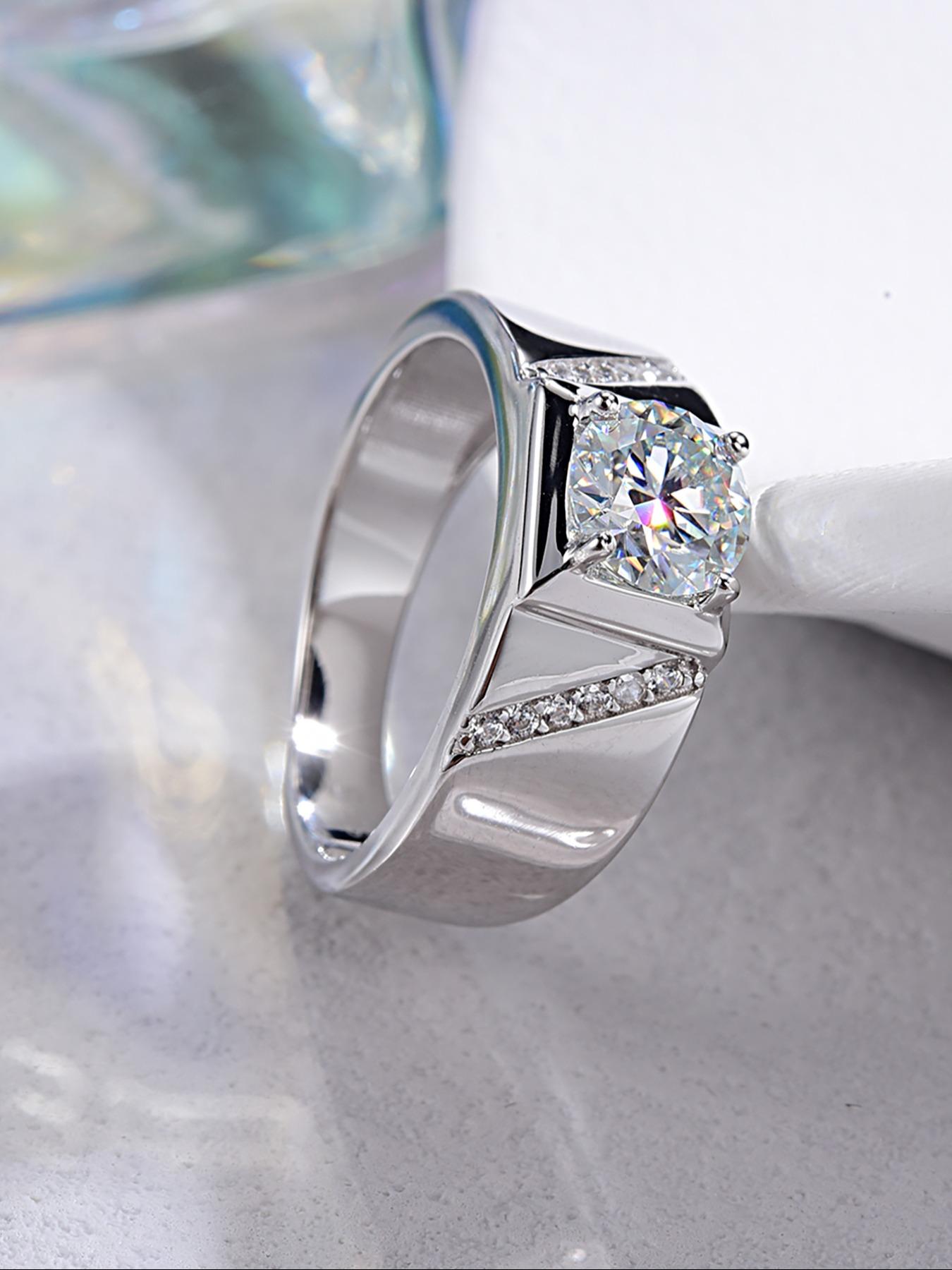 S925 Sterling Silver Synthetic Moissanite Ring, Simple Atmosphere Ring for Men, Eternal Promise Wedding Engagement Ring, Fine Jewelry Anniversary Gift, Engagement Wedding Rings