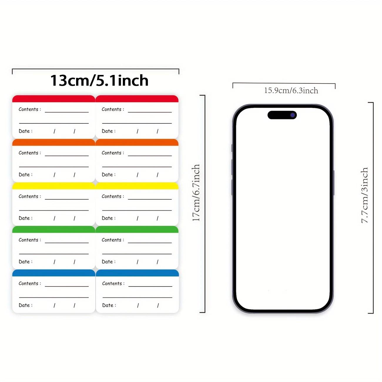 10 waterproof and detachable frozen food labels, easy to tear off date and content markings, durable and portable food storage labels, suitable for homes and restaurants, colorful refrigerator labels, food storage label stickers, stickers for food contain