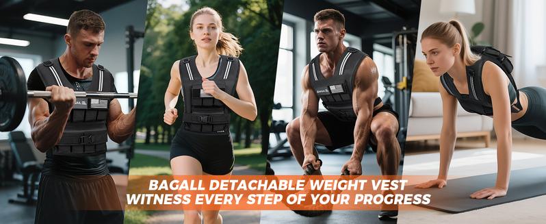 【JumpstartSale】BAGAIL Adjustable Weighted Vest for Men & Women - 20lbs/30lbs/40lbs Removable Iron Weights, Heavy Duty Fitness Vest for Strength Training, Walking Running, Home Workouts
