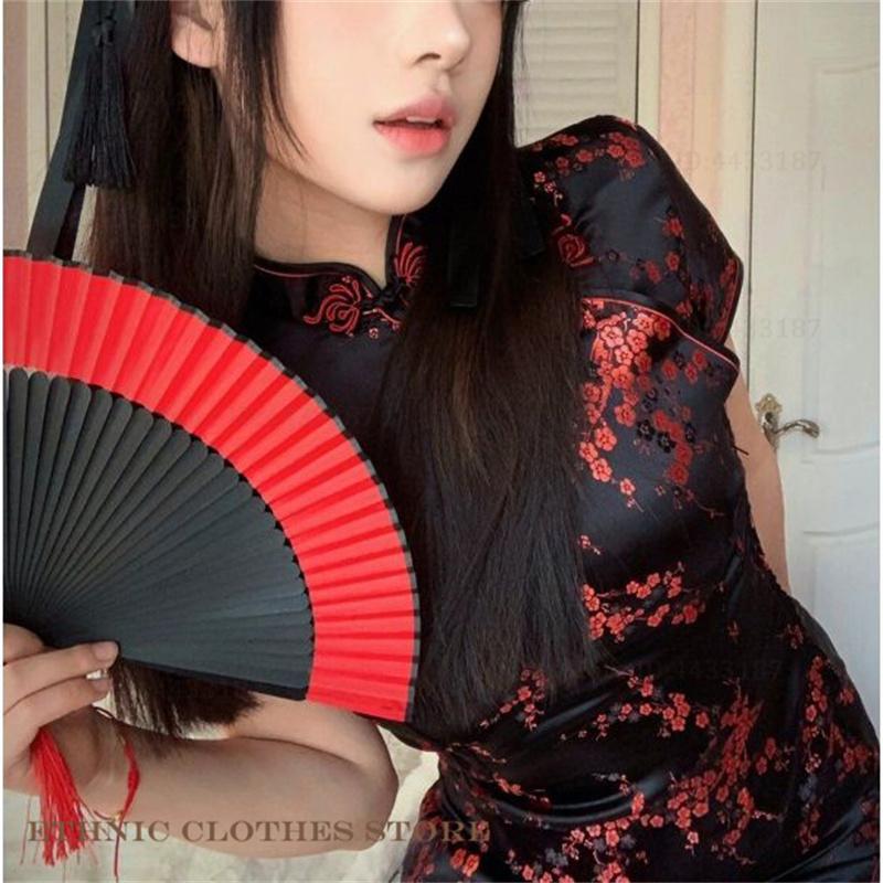 Classic Chinese Style Dress Female Qipao Sexy Short Sleeve Mini Cheongsam Elegant Jacquard Flower Traditional Clothing   Qipao