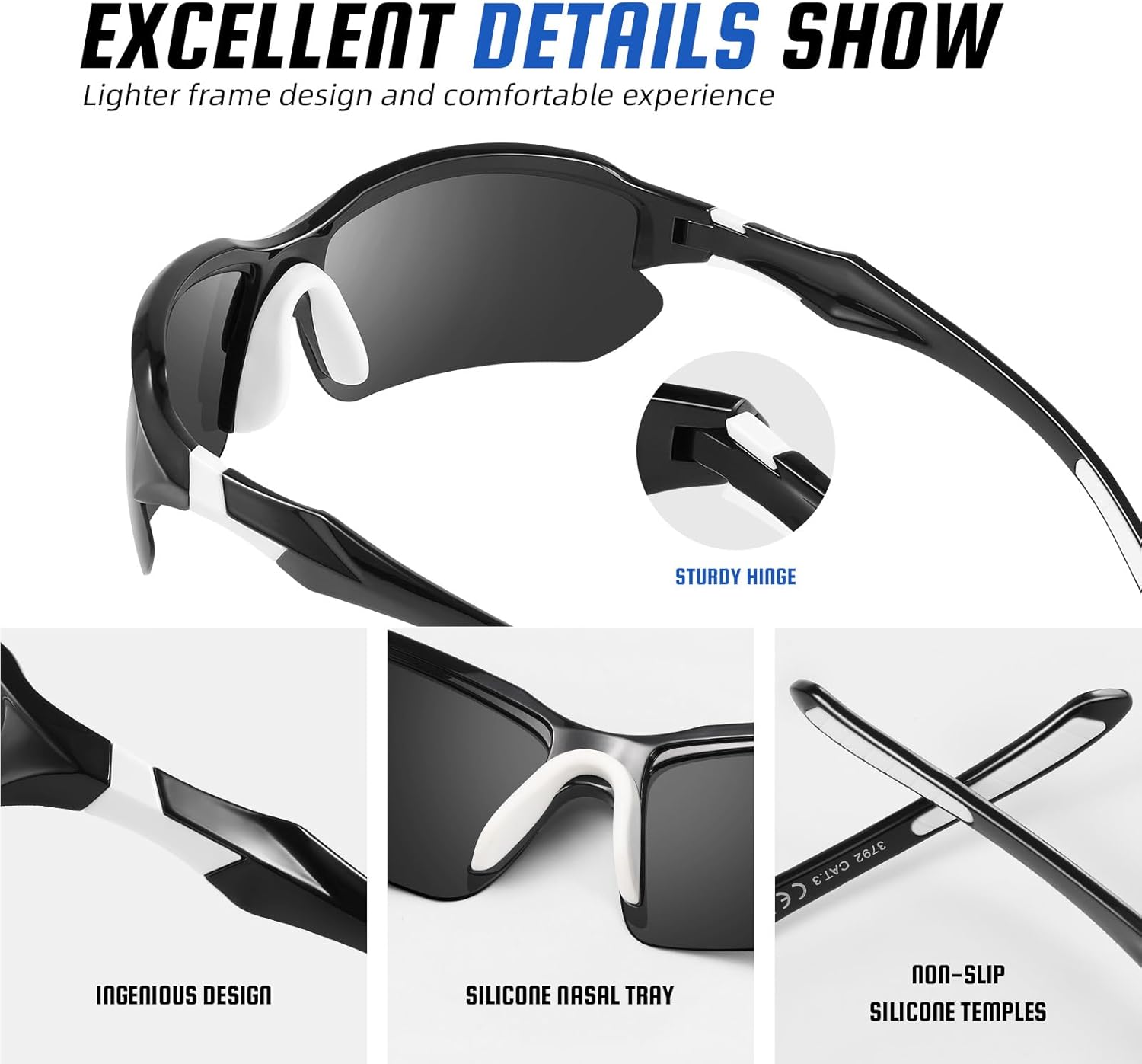 4 Pack Polarized Sports Sunglassess for Men and Women,HD UV400 Anti Blue Light Dual Use Eyewear, Ultra Lightweight Rimless Wrap Around Shades with Non-Slip Silicone Pads, for Driving Fishing Running Cycling Golf Hiking Summer,Summervibes,Summerwins, Outfi