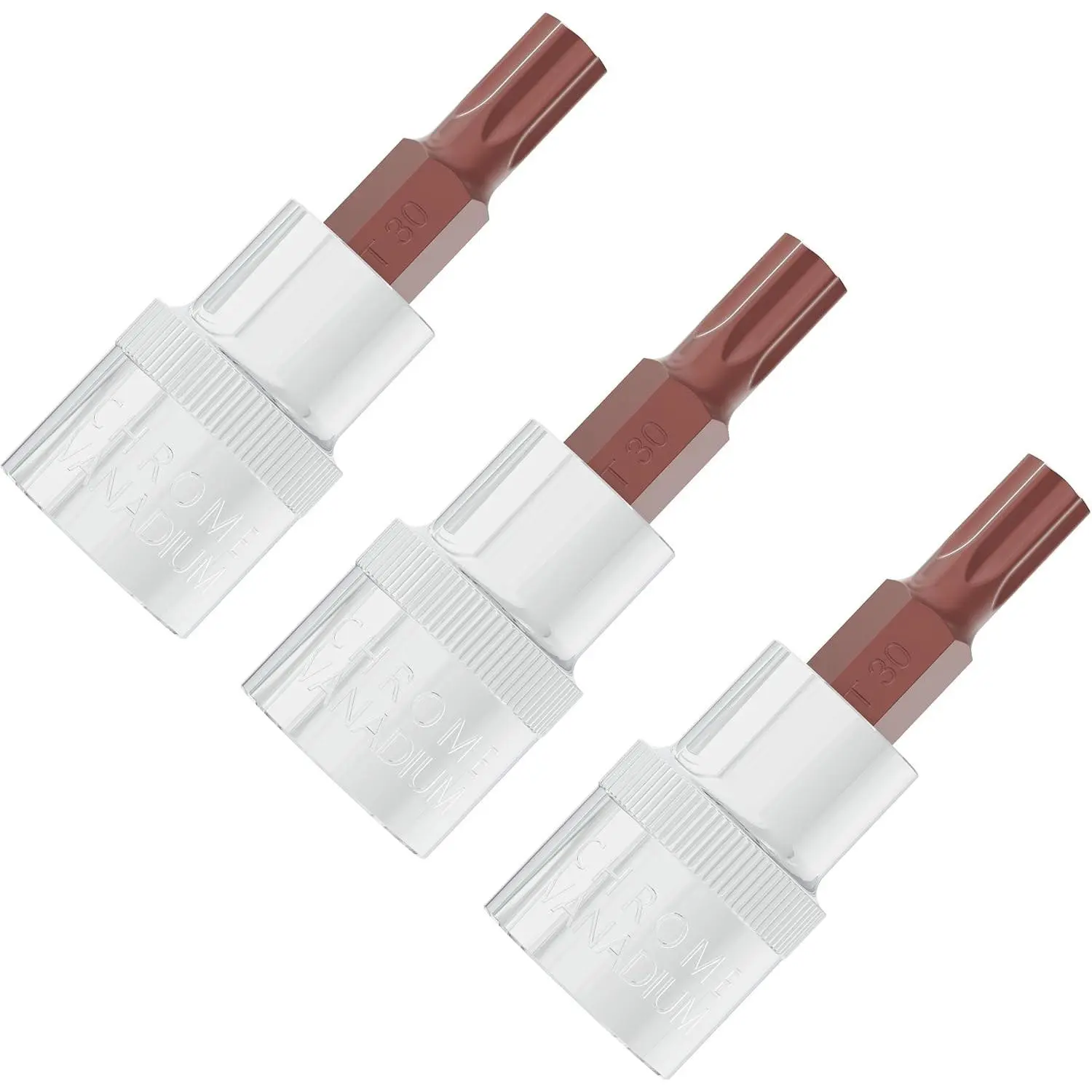 3PCS 3/8" Drive T30 Torx Bit Socket, 1.9" Length | S2 Steel Bits, Heat Treated CR-V Steel Star Sockets